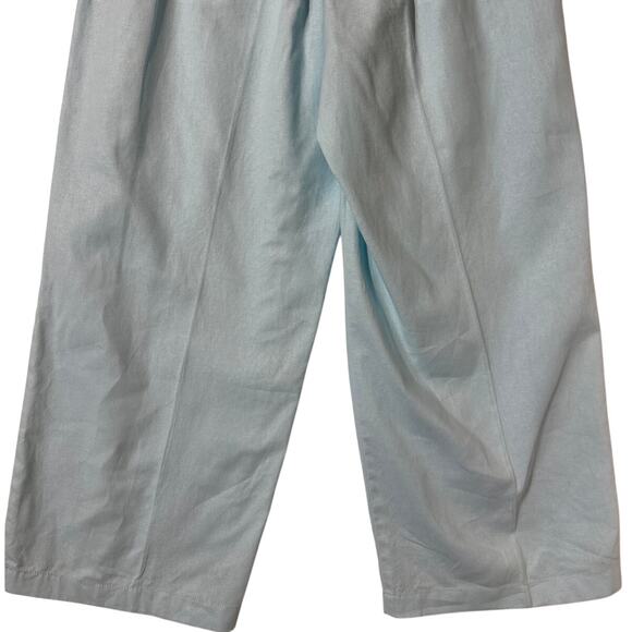 J. Crew Linen-Cotton Blend Wide-Leg Paper-Bag Pants Light Blue Sz M BG359 Casual - Picture 8 of 12